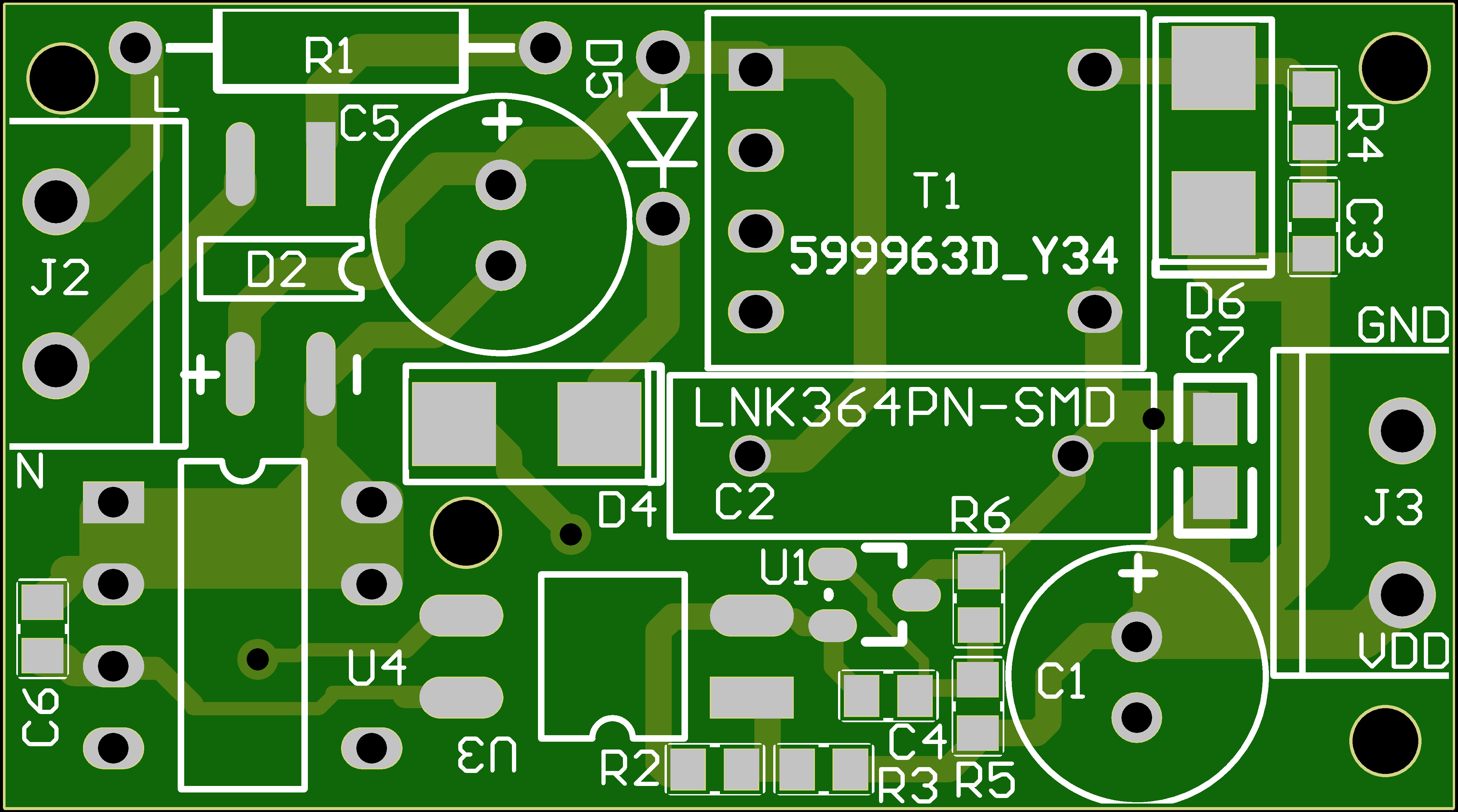 LNK364PN反激式开关电源4W输出PCB设计原理图1