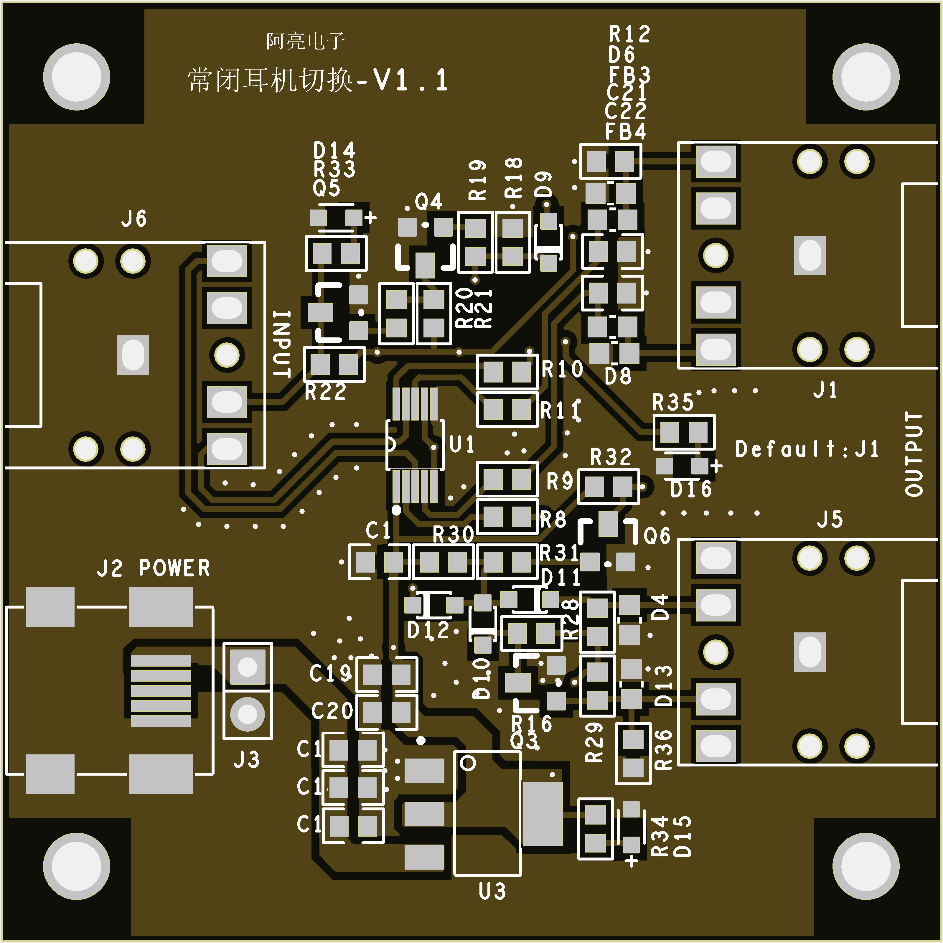 常闭耳机切换模块PCB设计原理图1